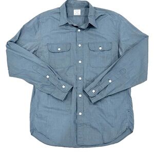 J. Crew Mens Size Med Gray 100% Cotton Long Sleeve Button Down Workshirt Classic